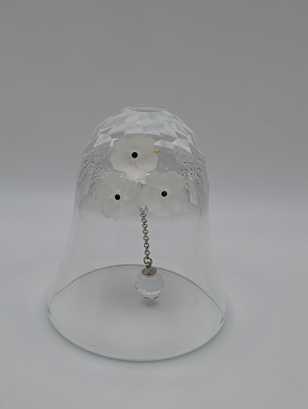 SWAROVSKI Faceted Cut Crystal Table Bell 5.5" Applied Flowers Vintage No Handle